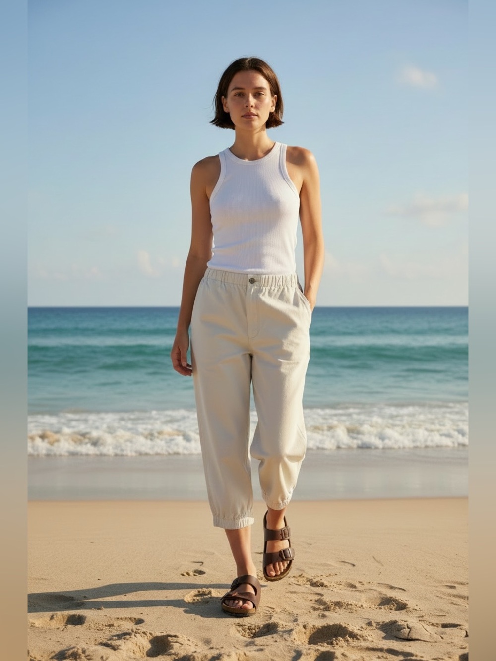 Eddie Bauer Lt. Tan Cropped Pants Women’s 4 Capri Straight Leg Casual Cotton